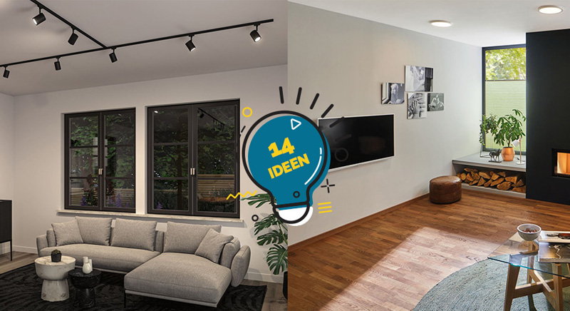14 Ideen für die Wohnzimmerbeleuchtung