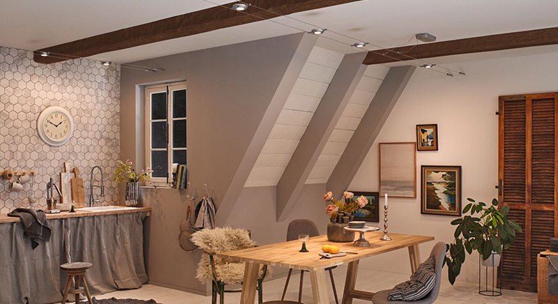 LED-Seilsystem für verwinkelte und kleine Wohnzimmer