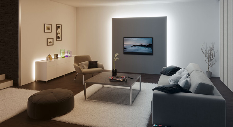 LED-Strips für indirekte Beleuchtung im Wohnzimmer