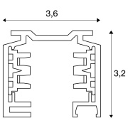 EUTRAC 3-Phasen Stromschiene 2m silbergrau Aufbauschiene