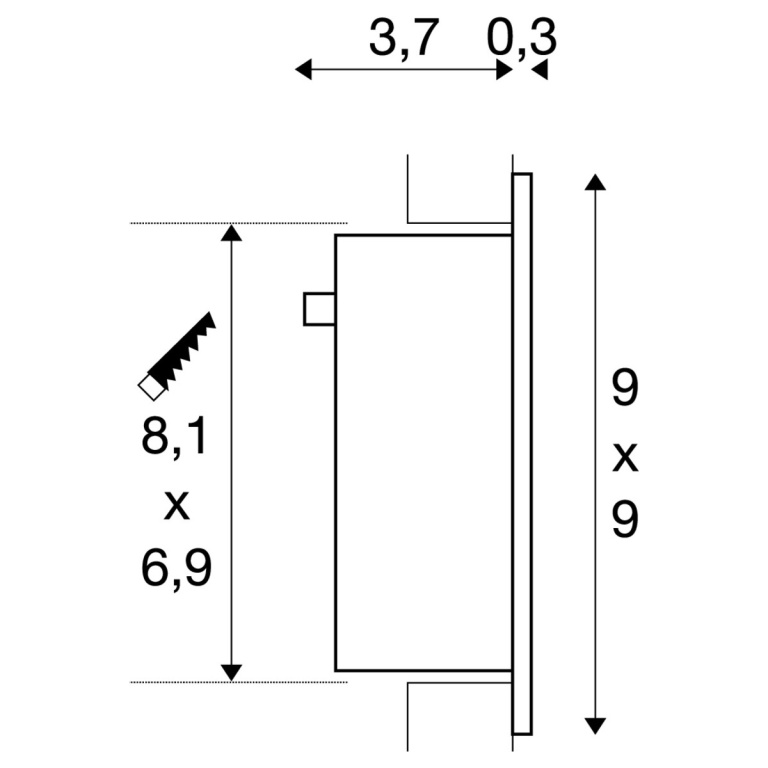 SLV FRAME CURVE LED Wand-Einbauleuchte silbergrau eckig 3000K 350mA