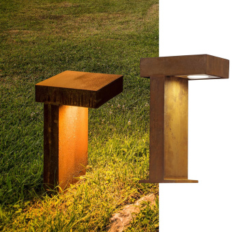 SLV RUSTY® PATHLIGHT Außenleuchte für Wege im Rost-Design GX53 max. 9W IP44 FeCSi-Stahl gerostet Höhe 40cm