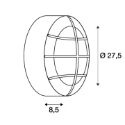 BULAN GRID Wandleuchte, rund, anthrazit, E27, max. 2x25W, PC Cover