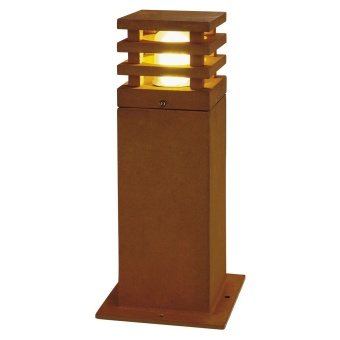 SLV RUSTY® SQUARE 40 Outdoor Standleuchte Pollerleuchte eckig E27 TC-DSE max. 11W IP55 FeCSi-Stahl gerostet Höhe 40cm