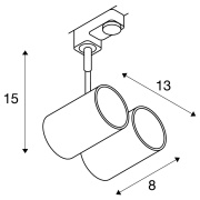 3-Phasen Schienen-Strahler BIMA II matt weiß zweiflammig 2x GU10 QPAR51 max. 50W inkl. 3P.-Adapter