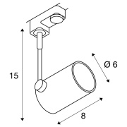 3-Phasen Schienen-Strahler BIMA I mattweiss einflammig GU10 QPAR51 max. 50W inkl. 3P.-Adapter