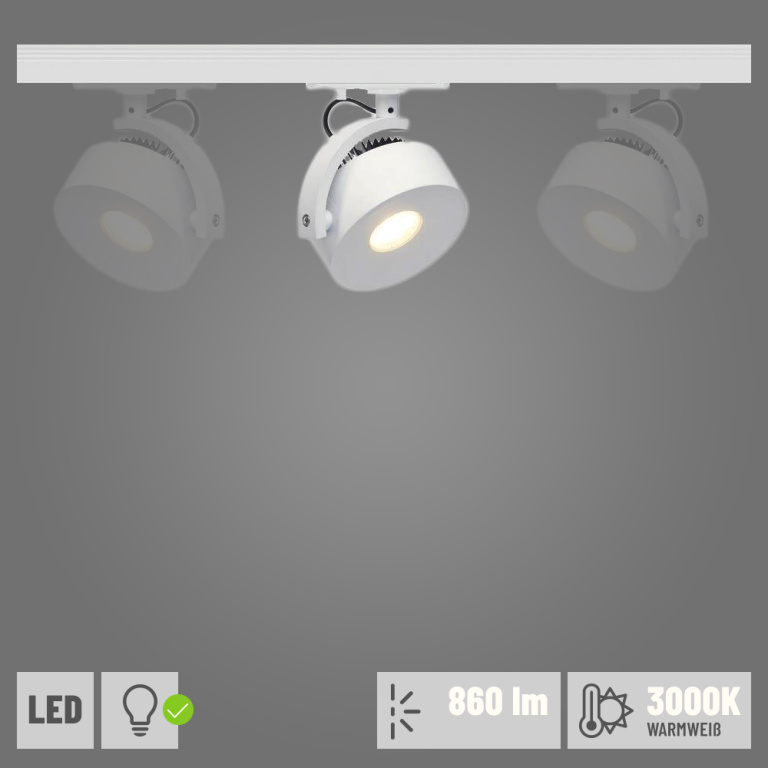 SLV 1-Phasen LED Schienenstrahler KALU TRACK weiß 3000K 13W 860lm inkl. 1-Phasen-Adapter (LED fest verbaut)