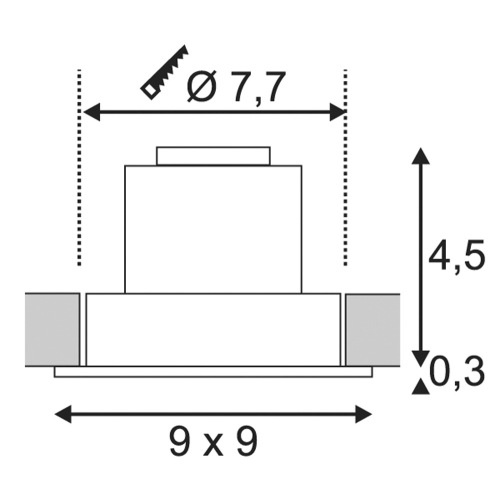 SLV NEW TRIA LED DL SQUARE Set, Downlight, alu-brushed,6W,38°, 2700K, inkl. Treiber, Clipfed.