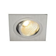 NEW TRIA LED DL SQUARE Set, Downlight, alu-brushed,6W,38°, 2700K, inkl. Treiber, Clipfed.