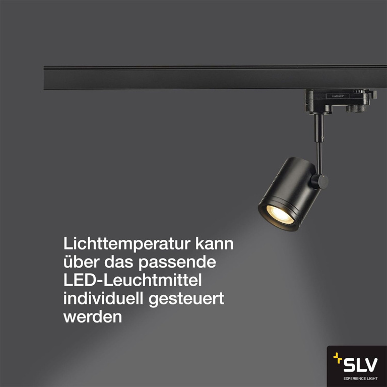 SLV 3-Phasen Schienen-Strahler BIMA I matt schwarz einflammig GU10 QPAR51 max. 50W inkl. 3P.-Adapter