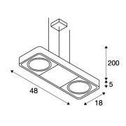 AIXLIGHT R2 DUO GU10 111mm, Pendelleuchte, halbrund, weiss