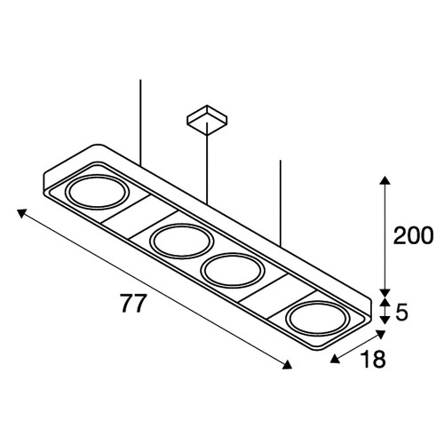 SLV AIXLIGHT R2 LONG GU10 111mm, Pendelleuchte, halbrund, schwarz