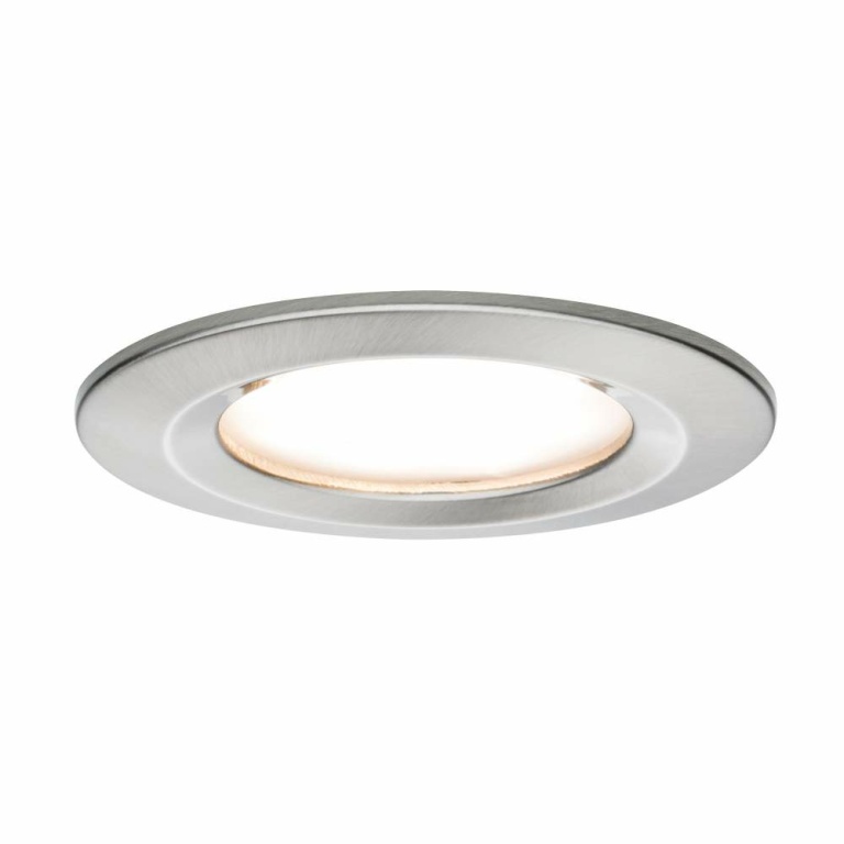 Paulmann LED Einbauleuchte Nova Plus Coin Basisset 3er Set IP44 ultraflach rund Eisen gebürstet dimmbar 230V