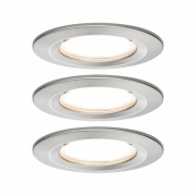 LED Einbauleuchte Nova Plus Coin Basisset 3er Set IP44 ultraflach rund Eisen gebürstet dimmbar 230V