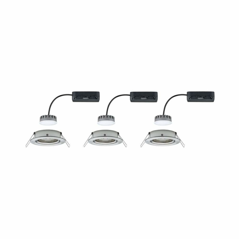 Paulmann LED Einbauleuchte Nova Plus Coin Basisset 3er Set rund 6W IP23 Eisen gebürstet schwenkbar dimmbar 230V