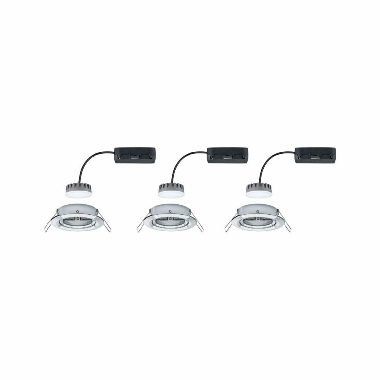 Paulmann LED Einbauleuchte Nova Plus Coin Basisset 3er Set Chrom rund schwenkbar dimmbar 6W IP23 2700K 230V