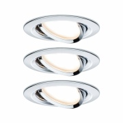 LED Einbauleuchte Nova Plus Coin Basisset 3er Set Chrom rund schwenkbar dimmbar 6W IP23 2700K 230V