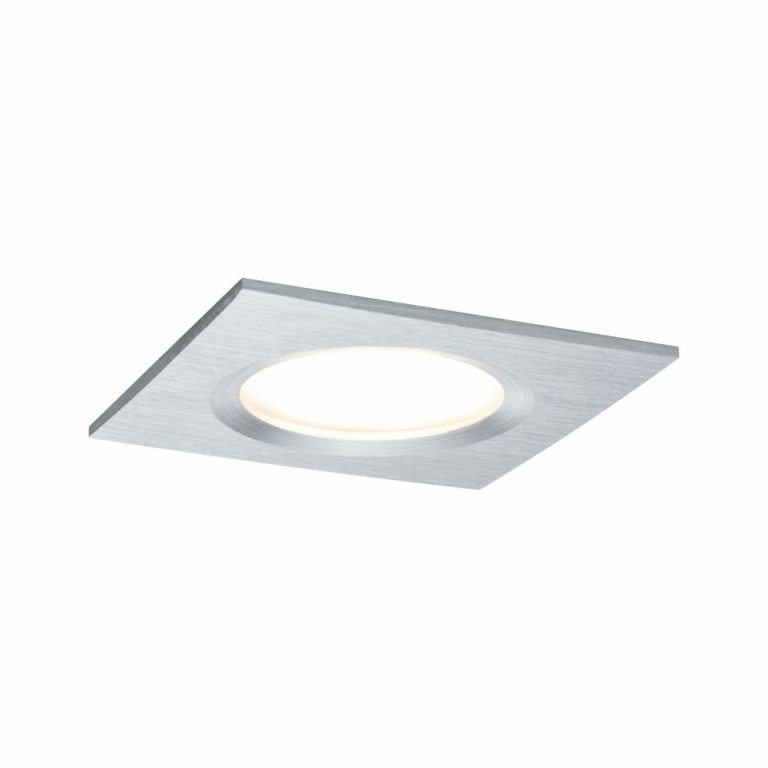 Paulmann LED Einbauleuchte Nova Plus Coin Basisset 3er Set eckig Alu gedreht IP44 230V dimmbar