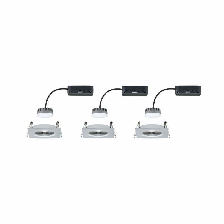 Paulmann LED Einbauleuchte Nova Plus Coin Basisset 3er Set eckig Alu gedreht IP44 230V dimmbar