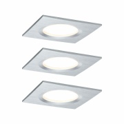 LED Einbauleuchte Nova Plus Coin Basisset 3er Set eckig Alu gedreht IP44 230V dimmbar