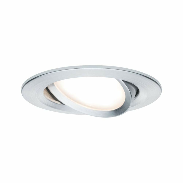 Paulmann LED Einbauleuchte Nova Plus Coin Einzelleuchte schwenkbar dimmbar rund 6W IP44 Alu gedreht 2700K 230V