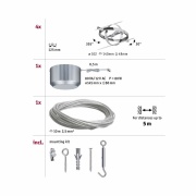 Seilsystem Cardan Basisset GU5,3 max. 4x10W 230/12V Chrom matt/Chrom