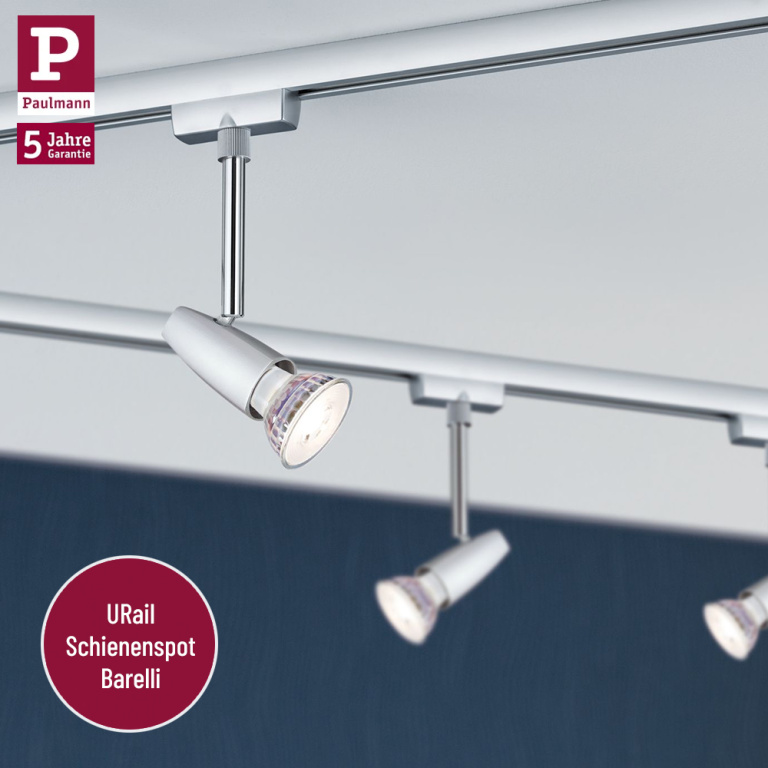 Paulmann URail Schienensystem Basis-Set Barelli Chrom matt + 3x GU10 Schienenspot