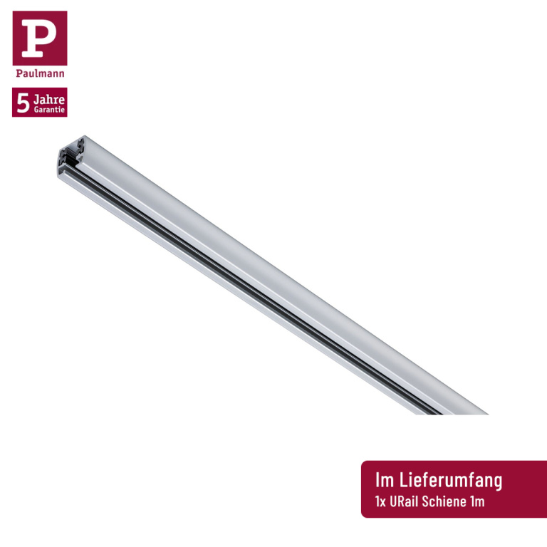 Paulmann URail LED Schienensystem Komplettset Pure II Chrom matt + 1m Schiene + 3 Schienenspots