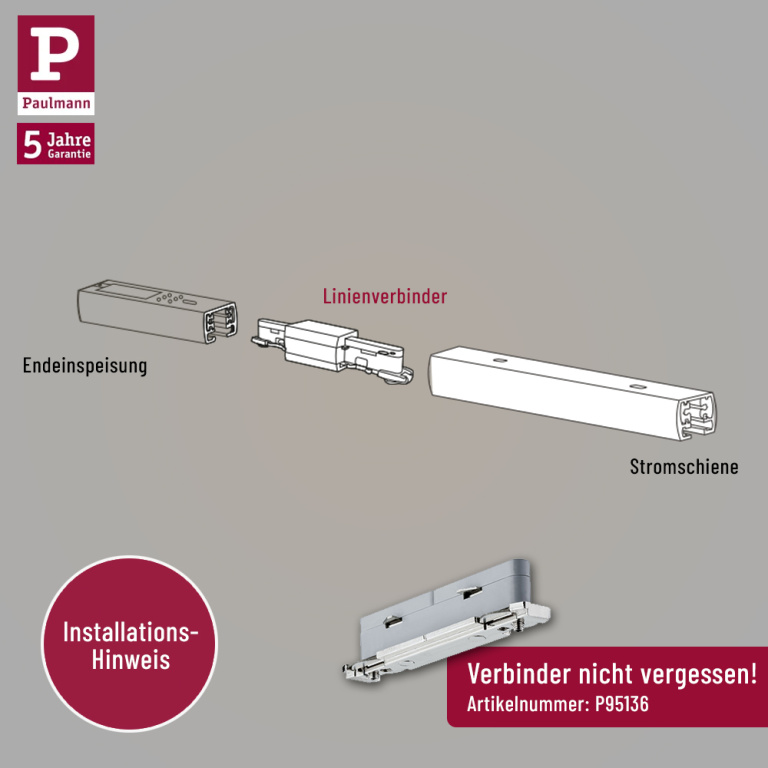 Paulmann URail Schiene 10 cm Reinweiß RAL 9010 230V