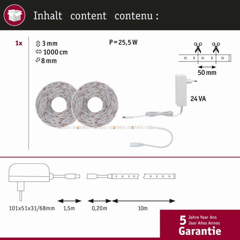 Paulmann SimpLED Strip Set 10m 22W Warmweiß