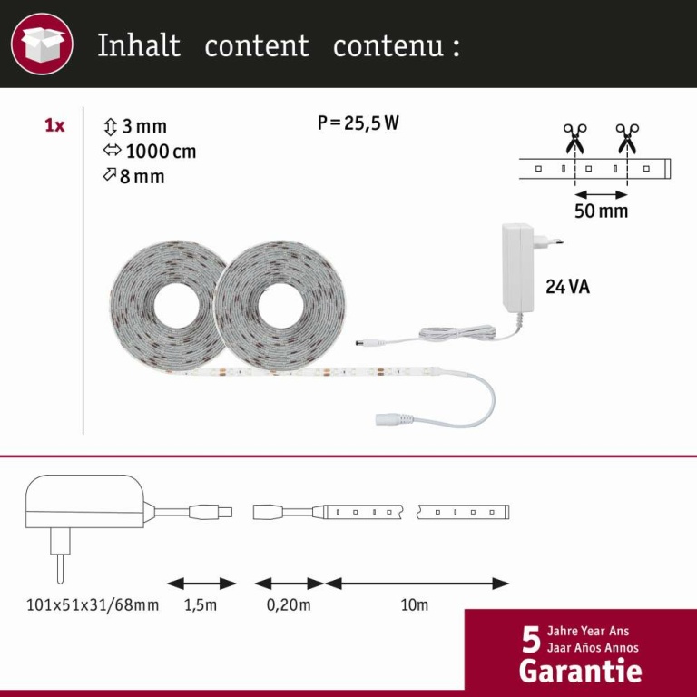 Paulmann SimpLED Strip Set 10m 22W Tageslichtweiß