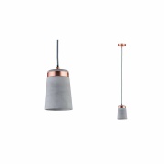 Neordic Pendelleuchte Stig E27 max. 20W Grau/Kupfer matt dimmbar Beton/Metall 1-flammig