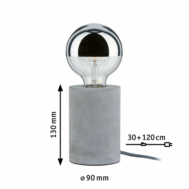 Paulmann Neordic Tischleuchte Mik E27 max. 20W Grau Beton