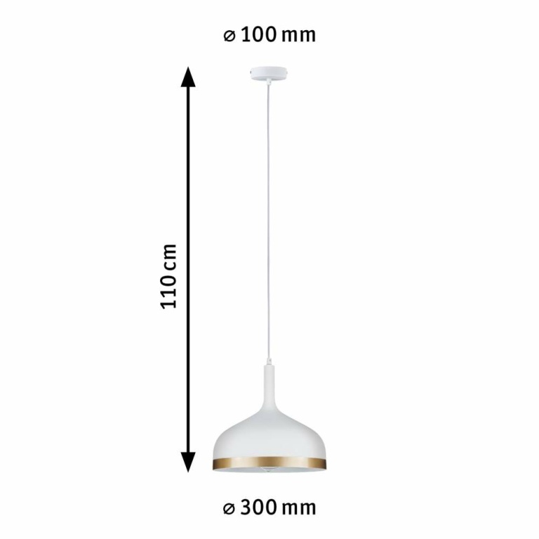 Paulmann Neordic Pendelleuchte Embla E27 max. 20W Weiß matt/Gold dimmbar Metall 1-flammig