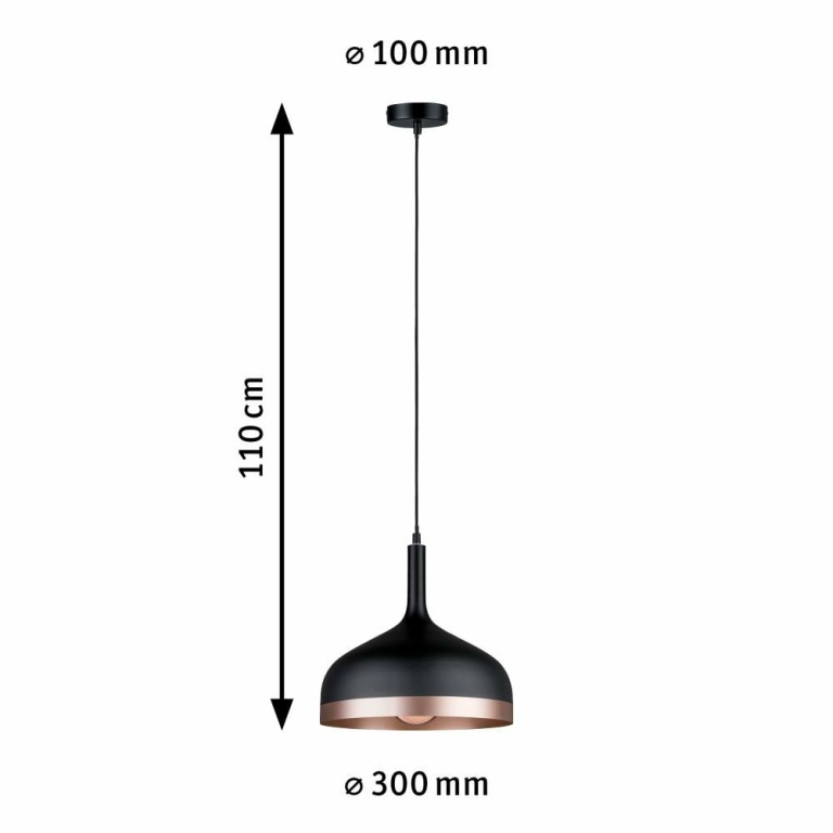 Paulmann Neordic Pendelleuchte Embla E27 max. 20W Schwarz/Kupfer matt dimmbar Metall 1-flammig