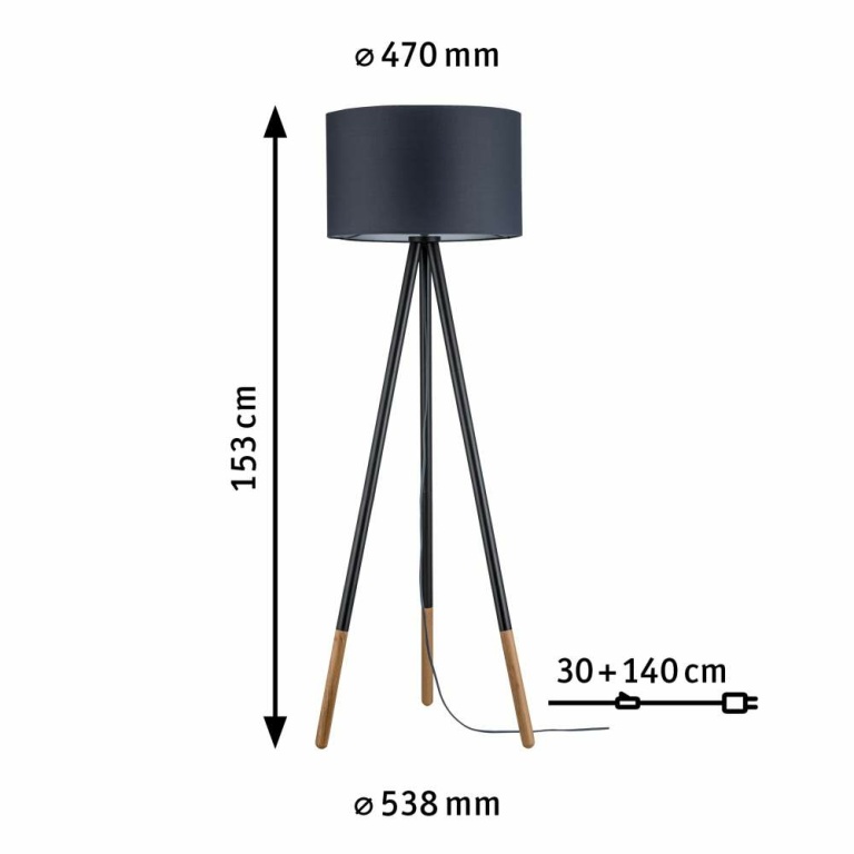 Paulmann Neordic Stehleuchte Rurik E27 max. 20W Grau/Holz Stoff/Metall/Holz