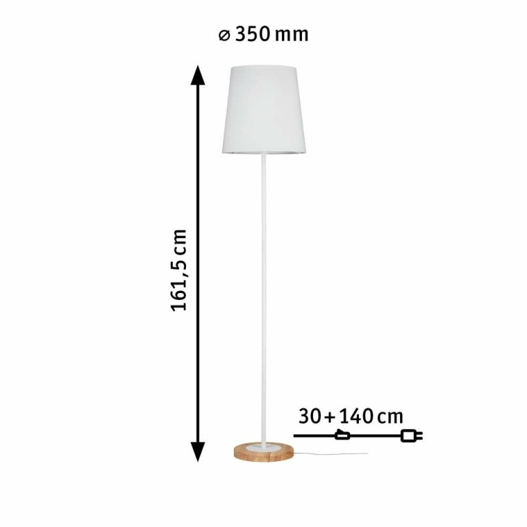 Paulmann Neordic Stehleuchte Stellan E27 max. 20W Weiß/Holz Stoff/Metall/Holz