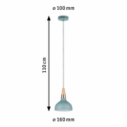 Pendelleuchte 1-flammig Neordic Juna E14 max. 20W Softgrün/Kupfer/Holz dimmbar Metall/Holz