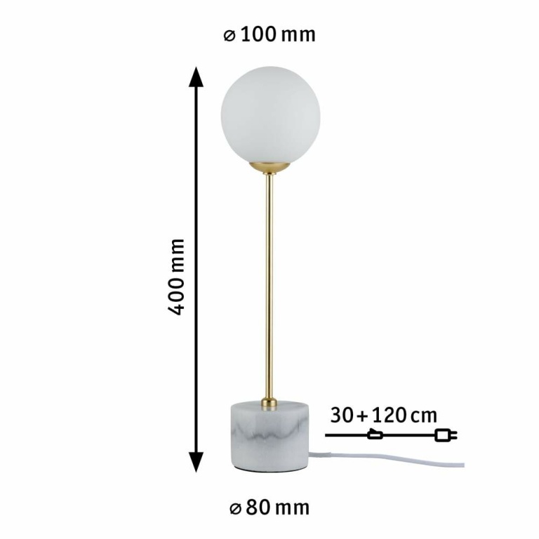 Paulmann Neordic Tischleuchte Moa G9 max. 10W Weiß/Gold matt Glas/Marmor/Metall