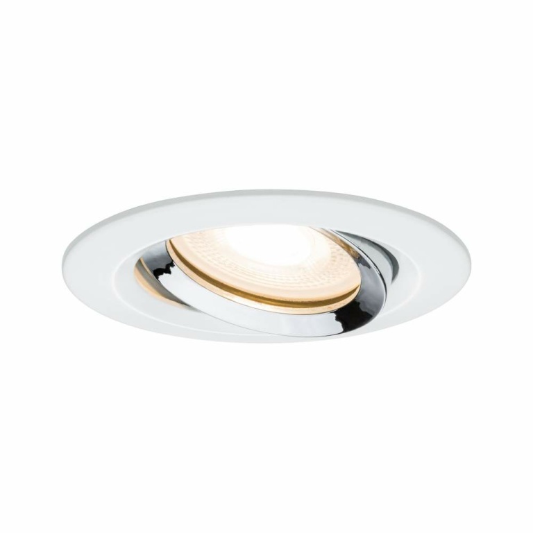 Paulmann LED Einbauleuchte Nova Plus schwenkbar IP65 rund 93mm GU10 7W 460lm 230V dimmbar 2700K Weiß matt/Chrom