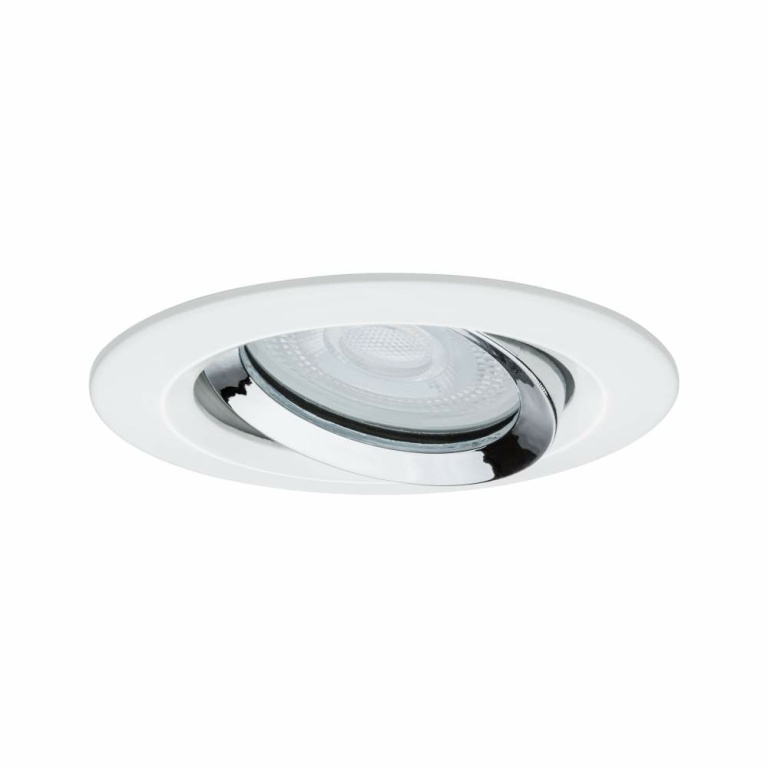 Paulmann LED Einbauleuchte Nova Plus schwenkbar IP65 rund 93mm GU10 7W 460lm 230V dimmbar 2700K Weiß matt/Chrom