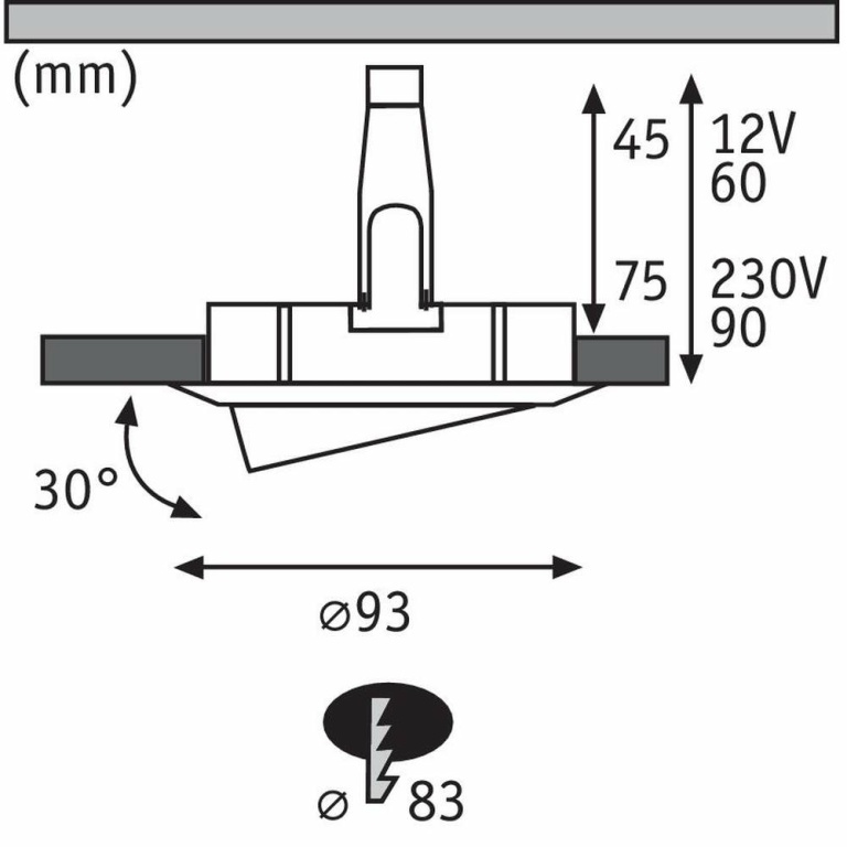 Paulmann Einbauleuchte Nova Plus schwenkbar IP65 rund 93mm GU5,3 / GU10 max. 35W dimmbar Weiß matt