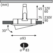 Einbauleuchte Nova Plus schwenkbar IP65 rund 93mm GU5,3 / GU10 max. 35W dimmbar Weiß matt