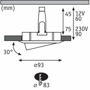 LED Einbauleuchte Nova Plus schwenkbar IP65 rund 93mm GU5,3 / GU10 dimmbar Eisen gebürstet