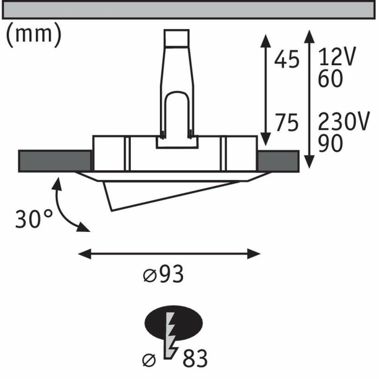 Paulmann Einbauleuchte Nova Plus schwenkbar IP65 rund 93mm GU5,3 / GU10 max. 35W dimmbar Weiß matt/Chrom