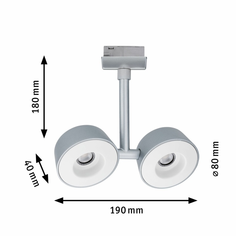 Paulmann URail LED Schienenspot Double Pellet 6,7W 370lm 2700K dimmbar chrom matt (LED fest verbaut)