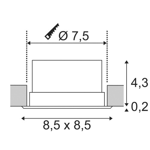 SLV VERLUX, Einbauleuchte, LED, 3000K, mattweiß, L/B/T 8,5/8,5/4,5 cm, 10W