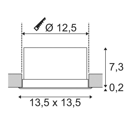 SLV VERLUX, Einbauleuchte, LED, 3000K, mattweiß, L/B/T 13,5/13,5/7,5 cm, 20W