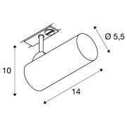 HELIA 50 TRACK LED Strahler schwarz 3000K 11W 35° für 1Phasen Hochvolt-Stromschiene inkl. 1 Phasen-Adapter