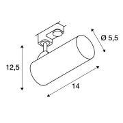 HELIA 50 LED Strahler für 3Phasen Hochvolt-Stromschiene, 3000K, schwarz, 35°, inkl. 3 Phasen-Adapter